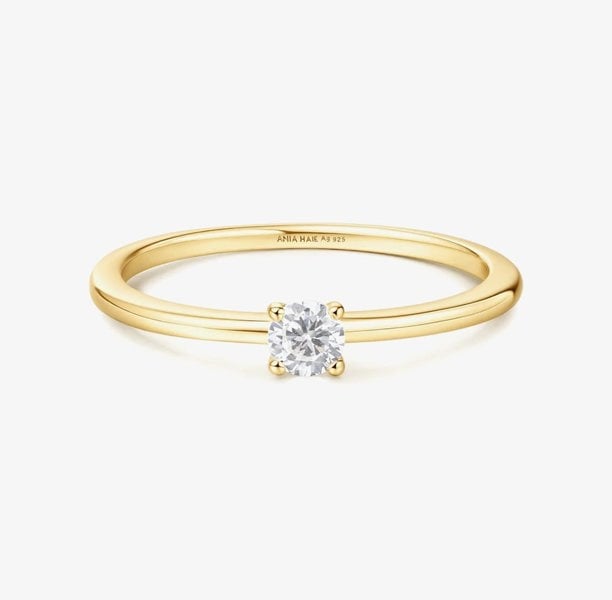 Ania Haie Sunny Sparkler 14ct Gold Plated Cubic Zirconia Stacking Ring R064-01G