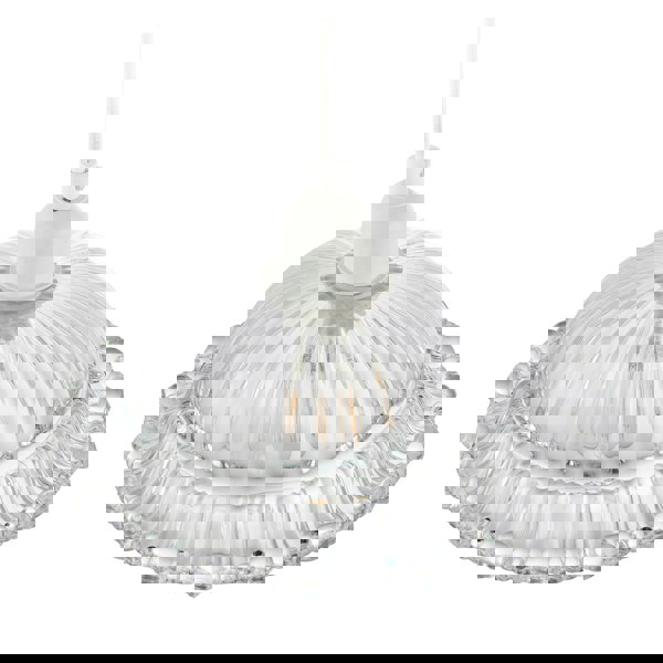 Designer Clear Line Ribbed Glass Pendant Lamp Shade with Moulded Edge Image 3
