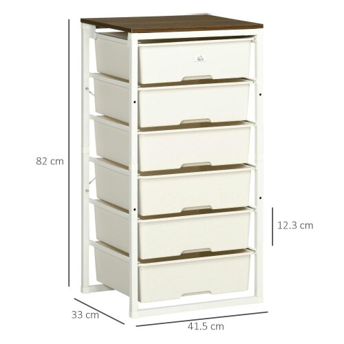 Wyld Haus Kedina Metal And Wood White Tall 6 Drawer Storage Chest With Steel Frame