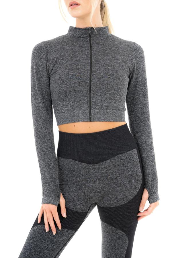 Smart Living Women's Seamless Ribbed Marl Jacket - Black