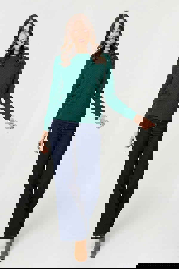 Green | Chevron Soft Knit Long Sleeve Jumper
