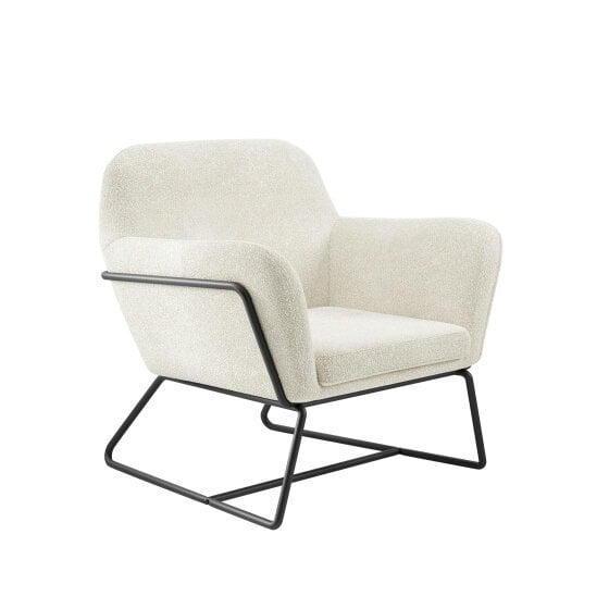Wyld Haus Marseille Ivory Boucle Upholstered Armchair Gold Metal Legs