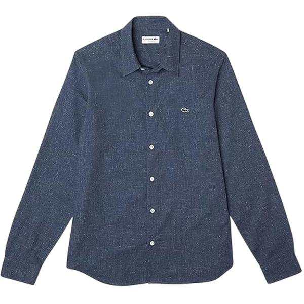 Lacoste Mens Regular Long-Sleeved Shirt - Navy Blue - 
