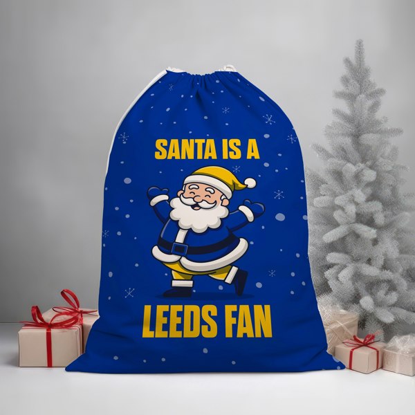 BritishmadeGifts Santa is a Leeds Fan - Football Fan Santa Sack