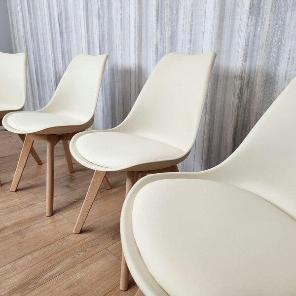 Kosy Koala Dining Chairs Set of 4 Cream Leather Kitchen Chairs