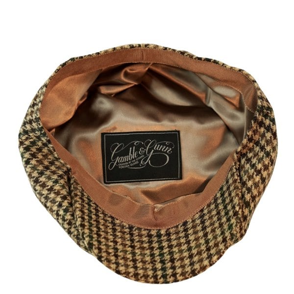 Gamble & Gunn Vinnie Dog Tooth Check Wool Button Top Cap