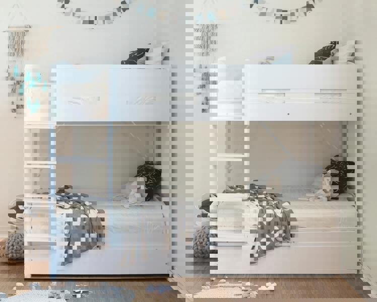 Flintshire Furniture Billie Single Bunk Bed White With Pull Out Trundle