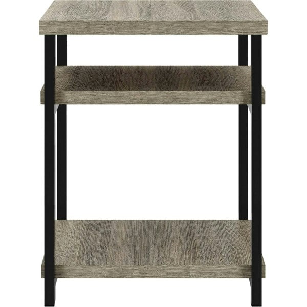 Dorel Home Elmwood End Table in Distresses Grey Oak