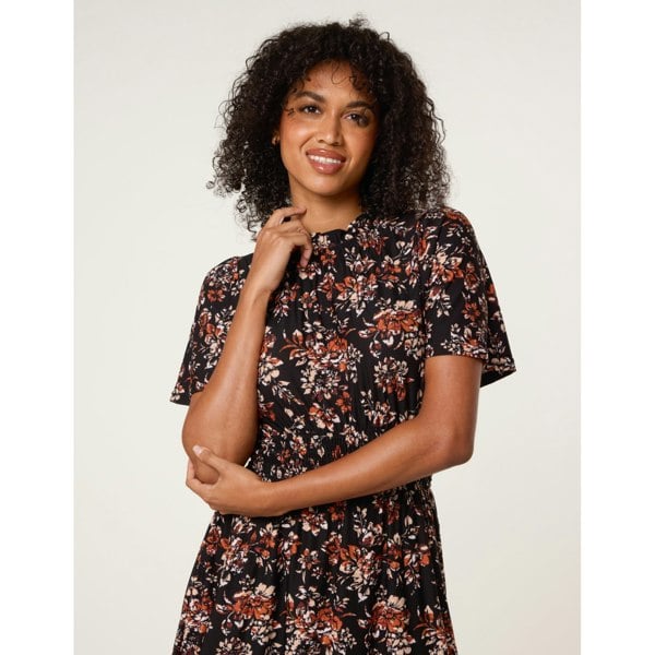 Blue Vanilla Frill Neck Shirred Waist Mini Dress