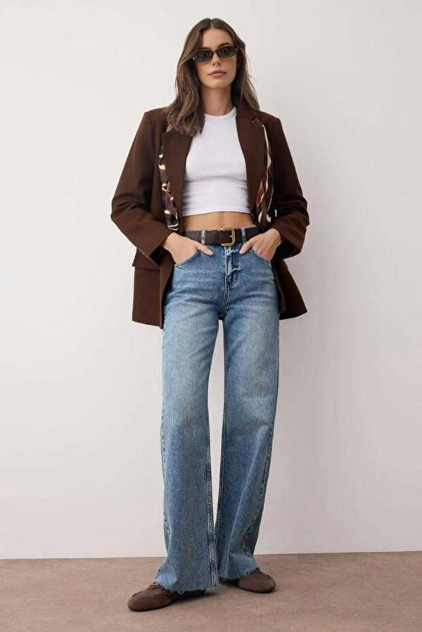 WOVCOR High Waist Comfort Cut Wide Leg Palazzo Jeans