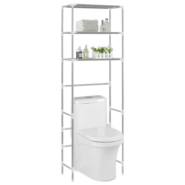 Berkfield 3-Tier Storage Rack over Toilet Silver 53x28x169 cm