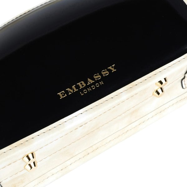 Embassy London Gazelle Mini - Black & Cream - Mini structured bag in colourful genuine leather and key