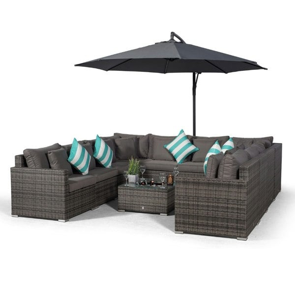Giardino Havana 10 Seat Rattan Sofa Conversation Set with Ice Bucket Coffee Table