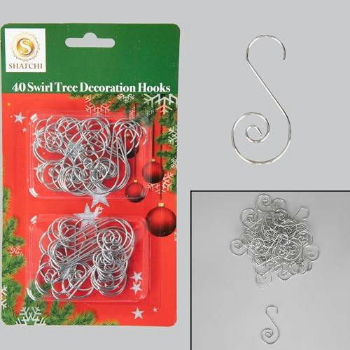 40Pcs Silver Swirl Tree Decoration Hooks for Secure, Reusable Festive Ornament Hanging image 6