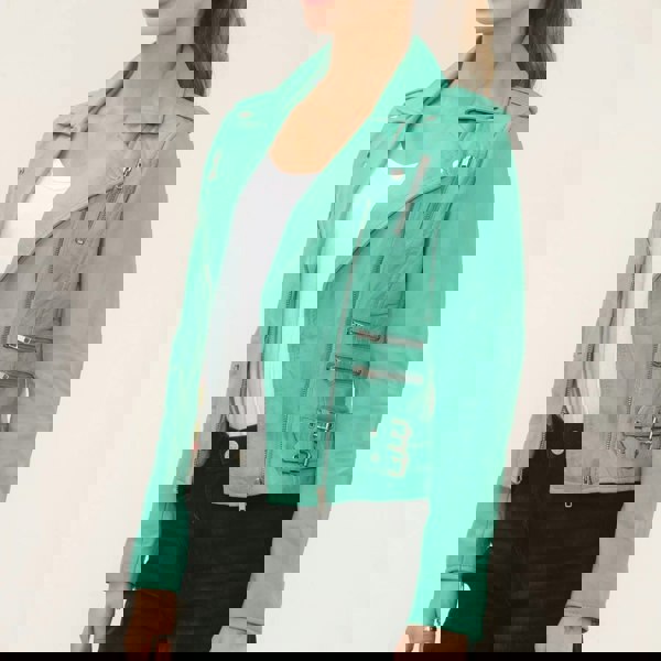 Leather Company Women's Real Lamb Nappa Leather Vintage Biker Jacket