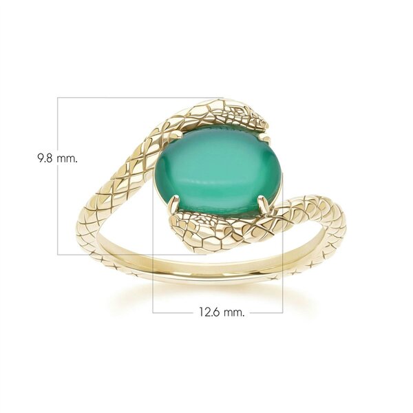 Gemondo ECFEW™ Oval dyed green chalcedony by pass snake set cabochon ring in gold vermeil sterling silver