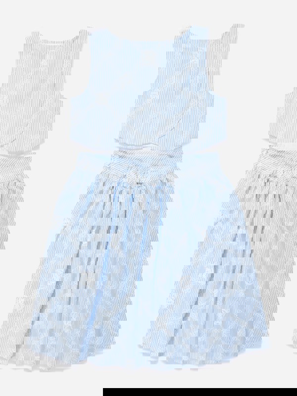 Versace Girls Rope Logo Print Dress in Blue