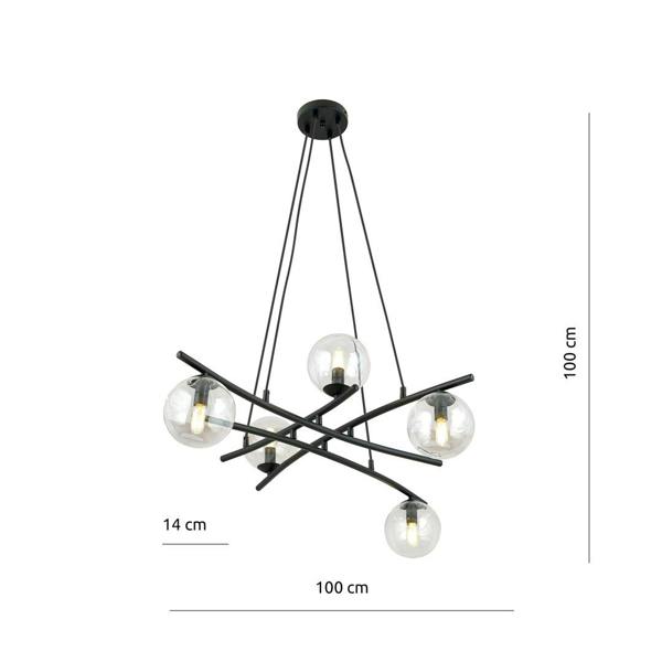 Emibig ESSA Pendant lamp 5 x E14 Black with Transparent Shade