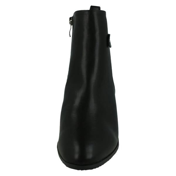 Spot On Ladies Spot On Mid Block Heel Ankle Boots with Back Strap F51239