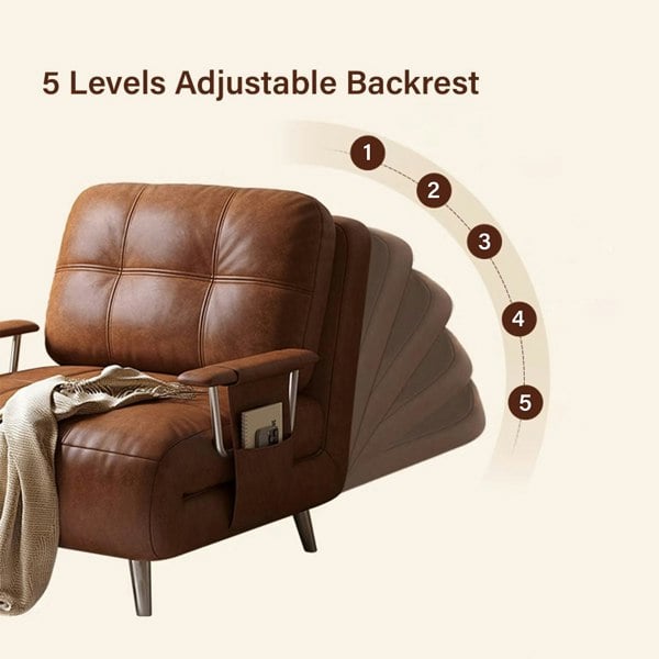 O'Reilly Single Seater Sofa Bed, Brown Leather-Rit Concept-Rit Concept