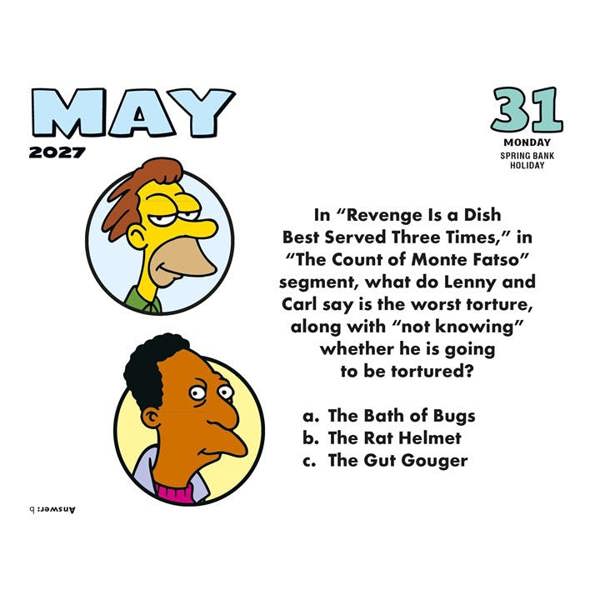 The Simpsons Desk Calendar 2027, Desk Calendars, Day To View, Entertainment, Gift