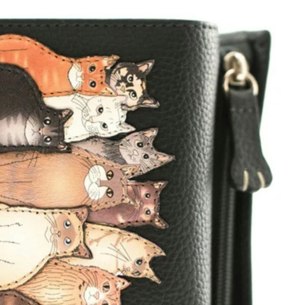 Mala Leather Meowfia Cats Leather Tri-Fold Purse