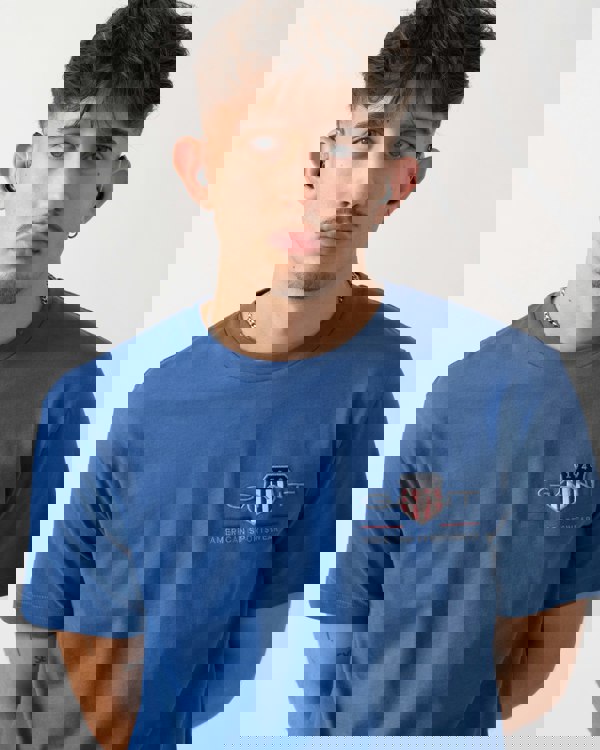 GANT Mens Regular Fit Embroidered Archive Shield T-Shirt - 407 Rich Blue