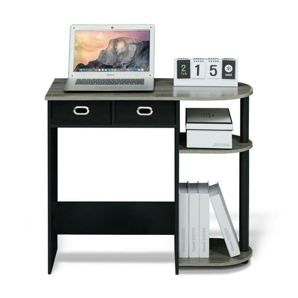WALPLUS Go Green Home Laptop Notebook Computer Desk/Table, French Oak Grey/Black/Black Crafted for Practical Use and Stylish Living Spaces