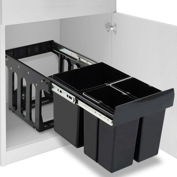 Berkfield Kitchen Cupboard Pull-out Dustbin Soft-Close 48 L