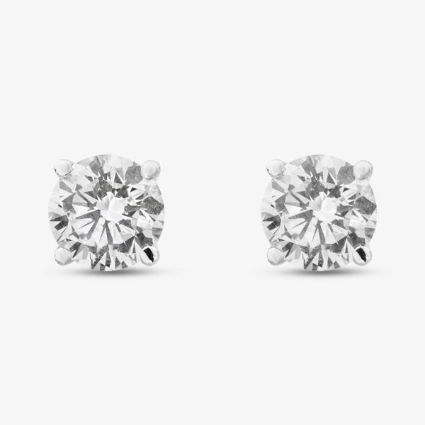 T. H. Baker 9ct White Gold 2.00ct Certified Lab Grown Brilliant Cut Diamond Stud Earrings LGE2534-200 (WG)