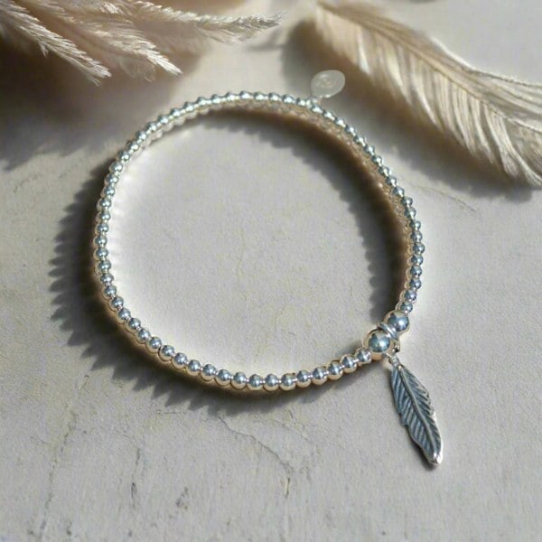 Mylee London Feather on Silver Ball Bead Bracelet