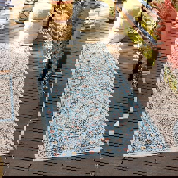 Livabliss Huntington Beach-Vintage Blue Beige Orange In- & Outdoor Rug