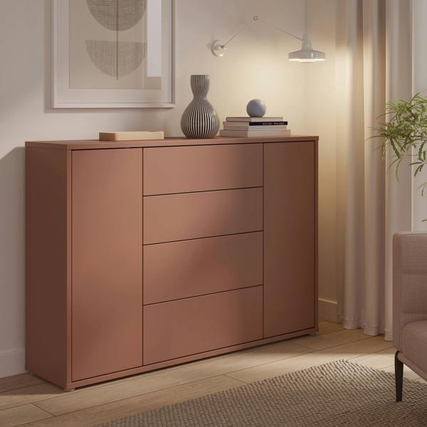Furniture To Go Alice Springs Wide Sideboard with 4 Drawers & 2 Doors with Push-to-Open in Terracotta