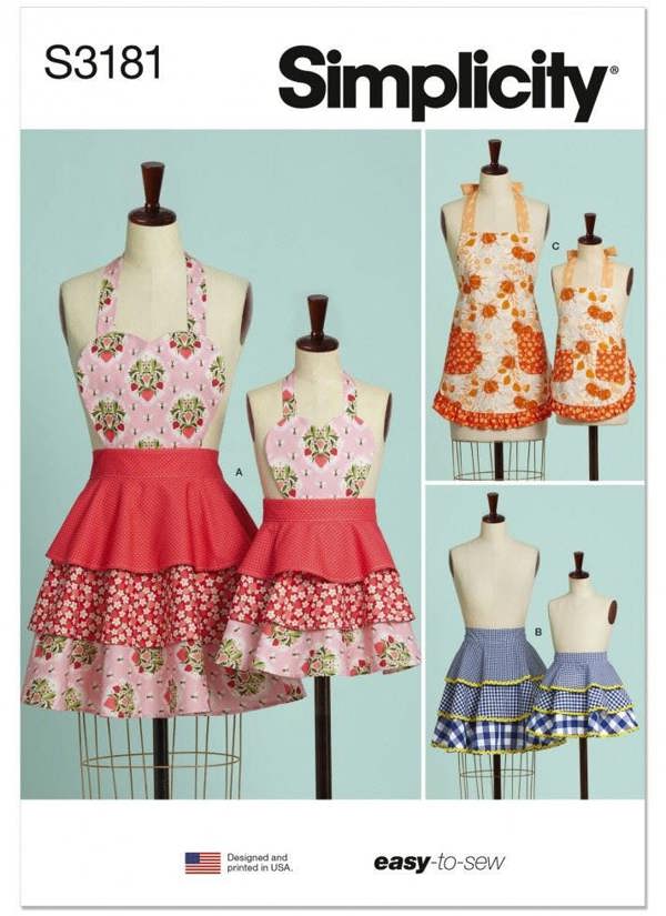 Simplicity Sewing Pattern 3181, Aprons for Women, Kids, A (S - L / S - L) - Easy
