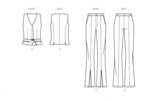 Simplicity Sewing Pattern 9689, Waistcoats, Trousers for Women, M1 (10-12-14-16-18) - Intermediate
