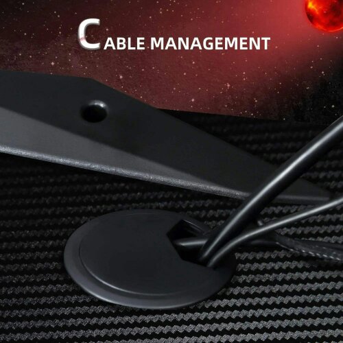 122 x 66 cm Gaming Desk, Carbon Fibre Covered Computer Desk, Gamer Workstation - Headphone Hook, Cup Holder & Gamepad Storage Rack
