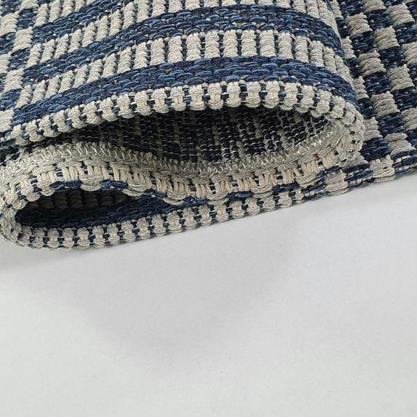 Viva Rugs Cotton Rug Braided Navy Blue Grey Cream Striped Washable Flat Weave Mat Small Extra Large Long Runner