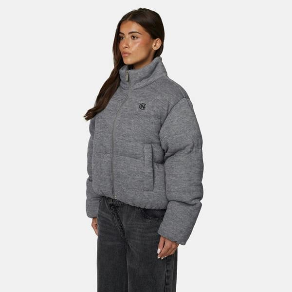 Good For Nothing Grey Knitted Padded Jacket - Grey Image 3
