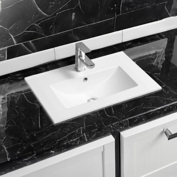 Limoge 4003 Ceramic 61cm Thin-Edge Inset Basin with Deep Scoop