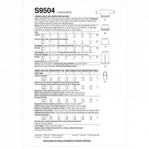 Simplicity Sewing Pattern 9504, Trousers, Skirts, Jackets, Bags for Kids, A (3-4-5-6-7-8) - Easy