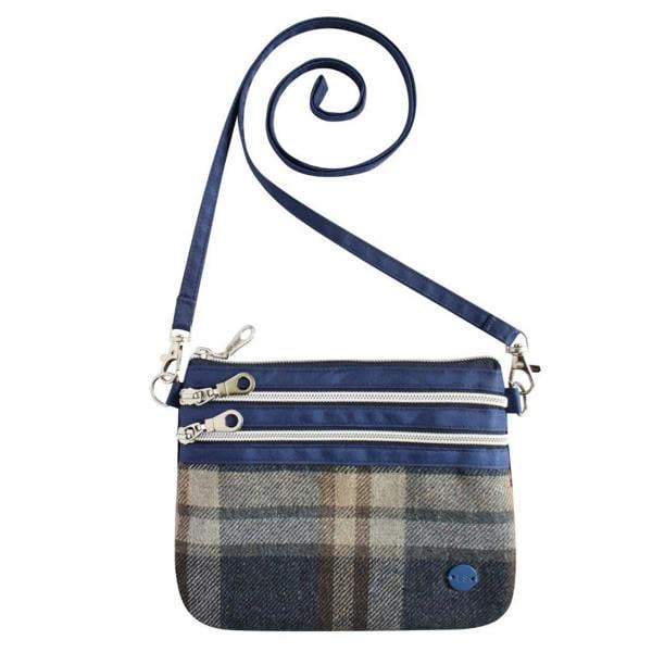 Earth Squared Tweed Mini Crossbody Pouch – Tartan 3 zip Purse Bag