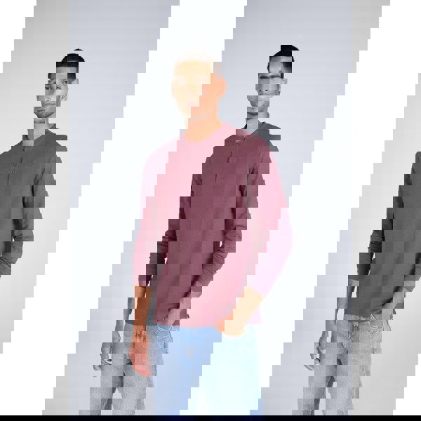 Animal Mens Noah Organic Henley T-Shirt - Dark Purple