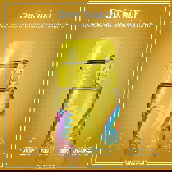 ION8 Leak Proof Slim Water Bottle, Recyclon, Yellow Unicorns, 500ml (18oz)