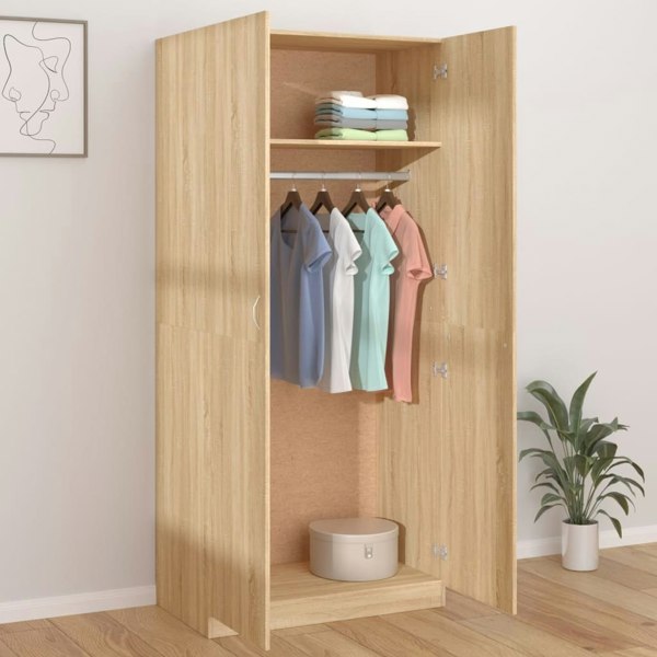 Berkfield Wardrobe Sonoma Oak 90x52x200 cm Engineered Wood