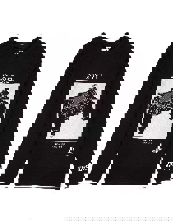PlayStation Boys Black Game Controller & Symbols Graphic Print Long Sleeve Long Leg Pyjama Set [dis]