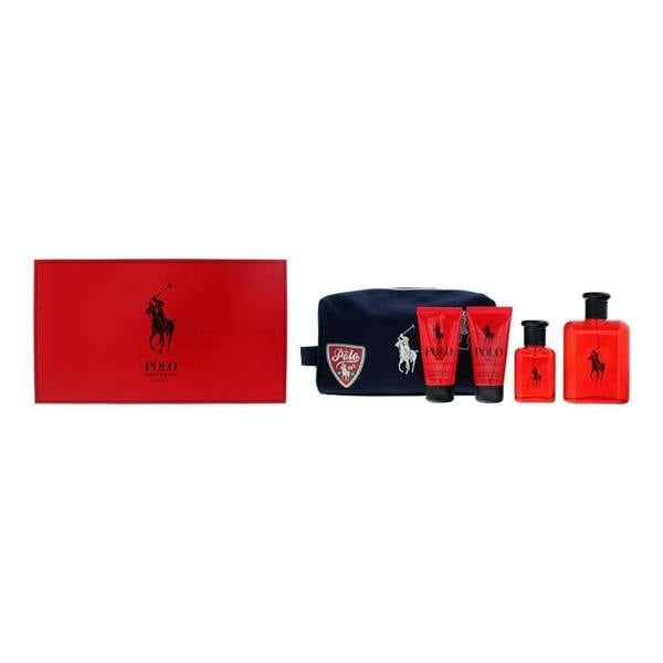 Polo Ralph Lauren Polo Red 4 Piece Gift Set: Eau de Toilette 125ml - Eau de Toilette 40ml - Hair Body Wash 50ml - Aftershave Balm 50ml