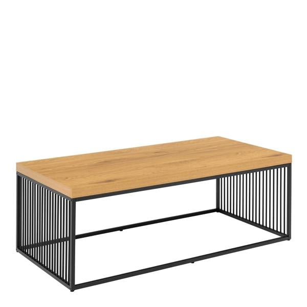 Wyld Haus Porto Wild Oak Effect Coffee Table Black Steel Wire Base