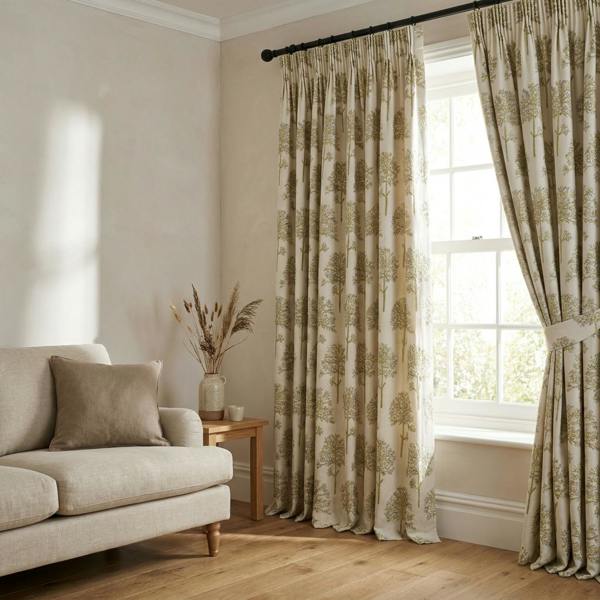 Amersham made-to-measure curtains in Grey, styled in a living room