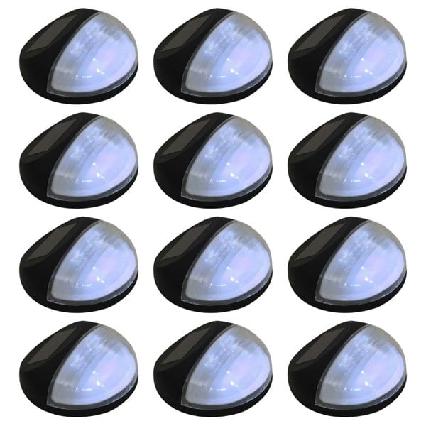 Berkfield Outdoor Solar Wall Lamps LED 12 pcs Round Black