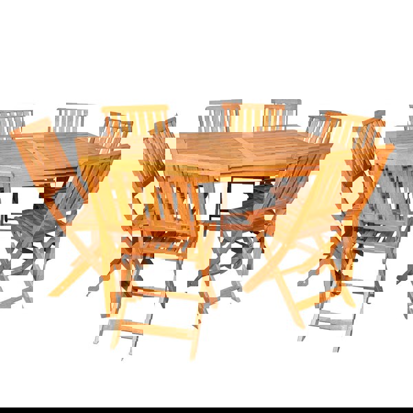 Samuel Alexander Outdoor 6 Person Rectangular Wooden Garden Patio Dining Table Chairs Set
